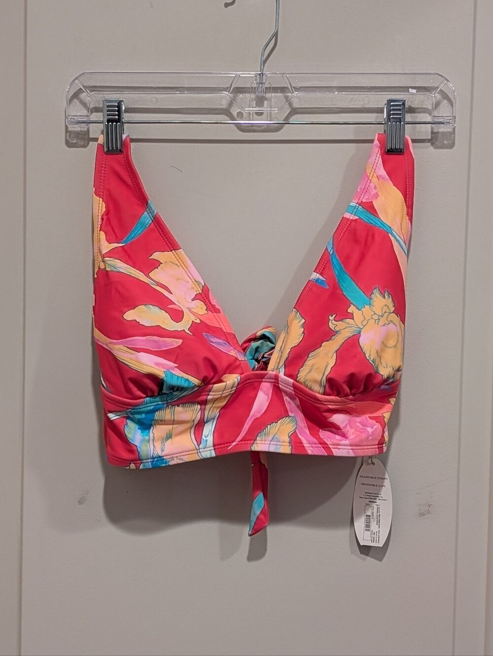 Mynah Floral Tie Bikini Top - Pink Tropical